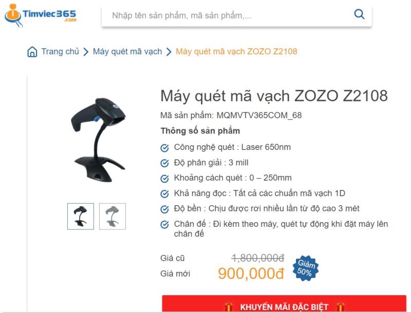 Địa chỉ mua máy quét mã vạch ZOZO Z2108 uy tín